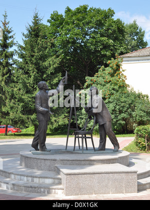 Denkmal für K. Ziolkowski und S. Koroljow in Kaluga, Russland Stockfoto