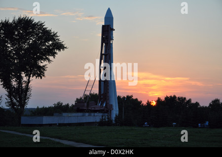 Vostock Rakete im Museum der Kosmonautik (Kaluga, Russland) Stockfoto