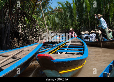 Dorfbewohner Reisen per Taxi-Boot am 15. Februar 2007 im Mekong-Delta, Vietnam. Stockfoto