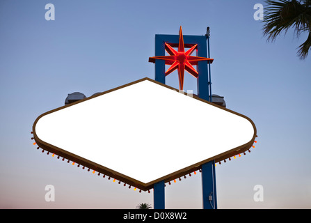Willkommen Sie bei Las Vegas Zeichen Rückseite Text mit Beschneidungspfad entfernt. Stockfoto