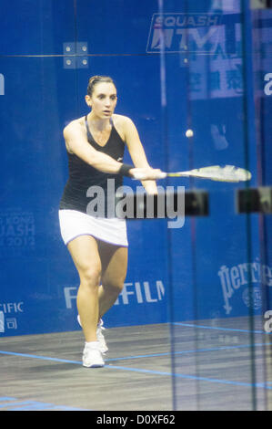 Frauen-Finale von Cathay Pacific Sun Hung Kai finanzielle Hong Kong Squash Open 2012. Nicol David gegen Camille Serme. Stockfoto