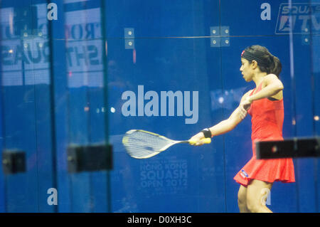 Frauen-Finale von Cathay Pacific Sun Hung Kai finanzielle Hong Kong Squash Open 2012. Nicol David gegen Camille Serme. Stockfoto