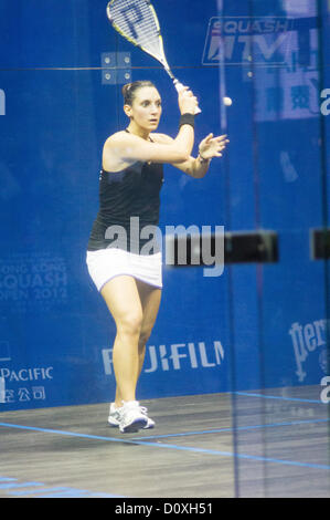 Frauen-Finale von Cathay Pacific Sun Hung Kai finanzielle Hong Kong Squash Open 2012. Nicol David gegen Camille Serme. Stockfoto