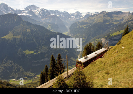 Berner Oberland, Reise, Zug, Eisenbahn, Bergstraße, Schynige Platte, Kanton Bern, Schweiz, Europa, Jungfrau, Stockfoto