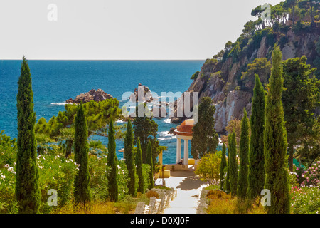 Spanien, Europa, Katalonien, Costa Brava Küste, Blanes, Botanischer Garten, blau, botanische, Steilküste, Küste, Costa, Costa Brava, Garten, Stockfoto