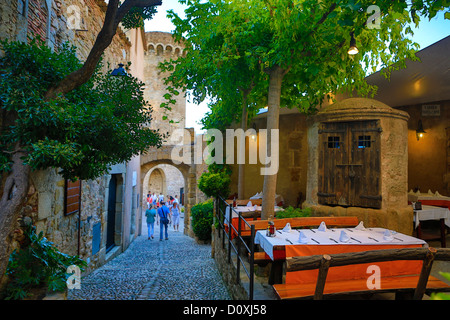 Spanien, Europa, Katalonien, Küste der Costa Brava, Tossa de Mar, Stadt, Altstadt, Street, Architektur, Burg, Costa Brava, mittelalterlich, Stockfoto