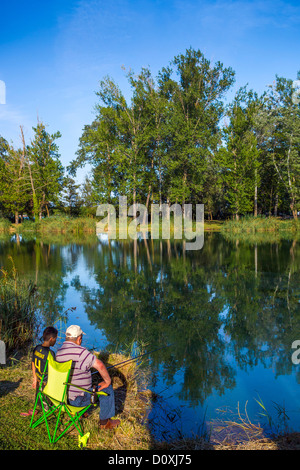 Spanien, Europa, Katalonien, Provinz Girona, Stadt Banyoles, Angeln, See von Banyoles, Banyoles, Fischer, Fischerei, Girona, See, mich Stockfoto