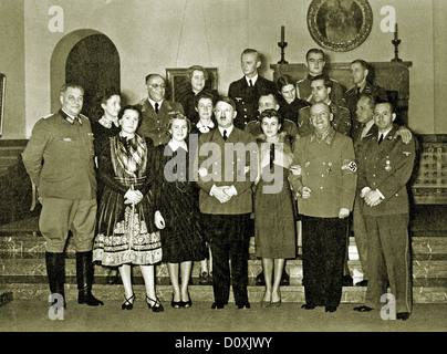 Eva Braun, Adolf Hitler, Wilhelm Brückner, Chef-Adjutant Hitlers, Christa Schröder, Sekretär des Hitler, Eva Braun, Adolf Hitl Stockfoto