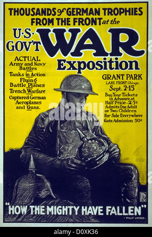 USA, Weltkrieg, amerikanisch, Propaganda, Poster, Soldat, Deutsch, Helme, Trophäen, Ausstellung..., 1917 Stockfoto