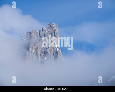 Berg der Alpen, Drusenfluh, Kette, Graubünden, Graubünden, Schnee, Eis, Schweiz, Schweizer, Dolomiten, St. Antönien, Europa, Europea Stockfoto