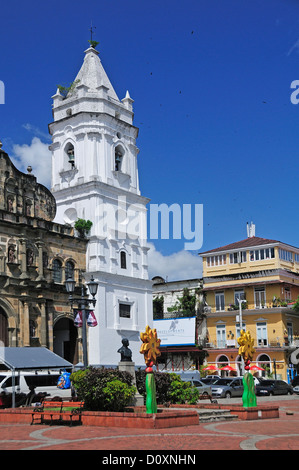 Kathedrale, Plaza Mayor, Casco Antiguo, Old Town, Panama City, Panama, Mittelamerika, Kirche Stockfoto