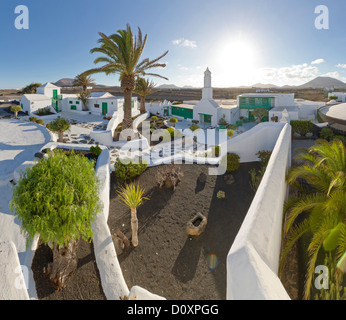 Spanien, Lanzarote, Mozaga, Monumento al Campesina, Denkmal, Stadt, Dorf, Wald, Holz, Bäume, Sommer, Kanarischen Inseln, im freien Stockfoto