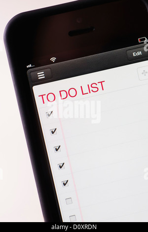 To Do-Liste auf Smartphone-app Stockfoto