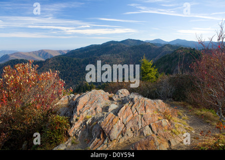 Der Gipfel von Charlies Ballen auf dem Appalachian Trail nördlich von Newfound Gap im Great Smoky Mountains National Park. Stockfoto