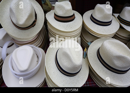 Typisch britische und garantiert, dass Sie beste stellte sich heraus in den Stil-Einsätzen an den Rennen einen Panama-Hut. Stockfoto