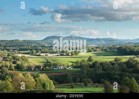 MMalvern Hügel aus Bringsty Common, Herefordshire, England, UK Stockfoto