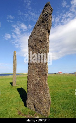 Standing Stones von Stenness. Mainland, Orkney, Schottland, Großbritannien. Stockfoto