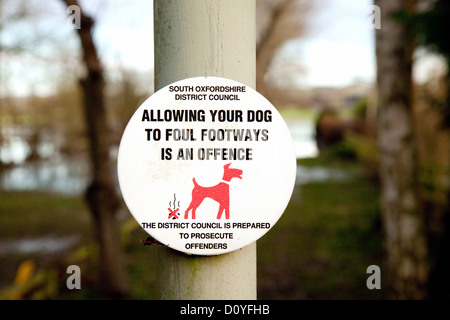 Kein Hund fouling Zeichen, Oxfordshire, England UK Stockfoto