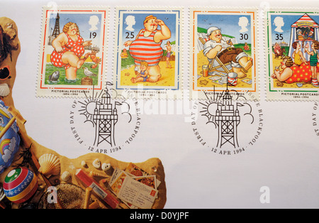 Briefmarke des ersten Tages, herausgegeben von der Royal Mail - Bildpostkarten im Jahr 1994 Königin Elizabeth II Stockfoto