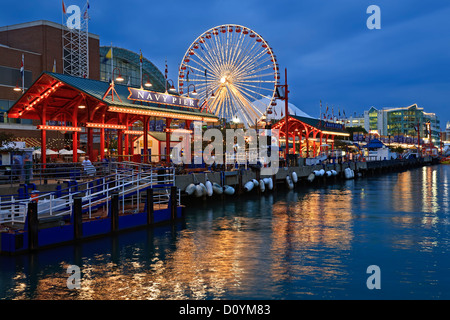 Riesenrad und Navy Pier, Chicago, Illinois USA Stockfoto