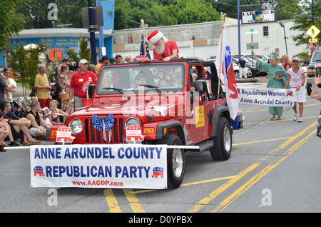 Anne Arundel republikanische Partei zu beteiligen, in der 4. Juli Parade in Annapolis, Maryland Stockfoto