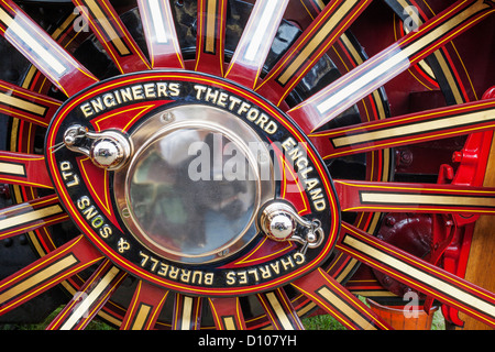 England, Dorset, stiegen, die Great Dorset Steam Fair, Dampfmaschine Rad Detail Stockfoto