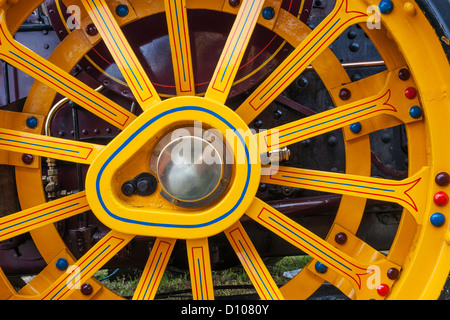 England, Dorset, stiegen, die Great Dorset Steam Fair, Dampfmaschine Rad Detail Stockfoto