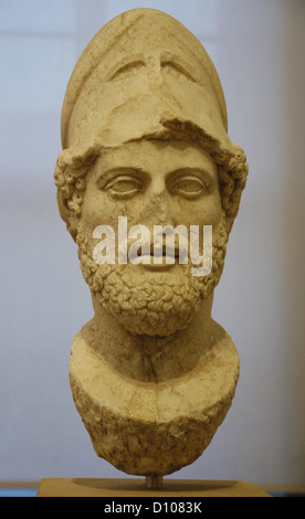 Perikles (h.495-429 v. Chr.). Athenischer Staatsmann. Marmorbüste. Römische Kopie der ursprünglichen griechischen Statue von Cresilas. Datiert auf 429 v. Chr. Stockfoto