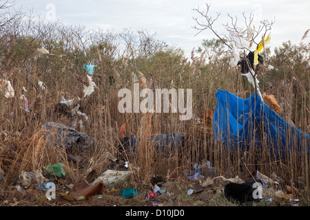 Union Beach, New Jersey - Schutt vor der Zerstörung der Küstenort vom Hurricane Sandy. Stockfoto