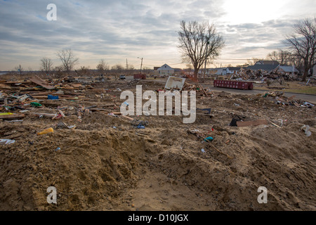 Union Beach, New Jersey - Schutt vor der Zerstörung der Küstenort vom Hurricane Sandy. Stockfoto