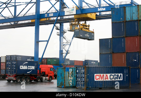 Duisburg, Deutschland, Containerhafen, Duisburg Trimodal Terminal D3T Stockfoto