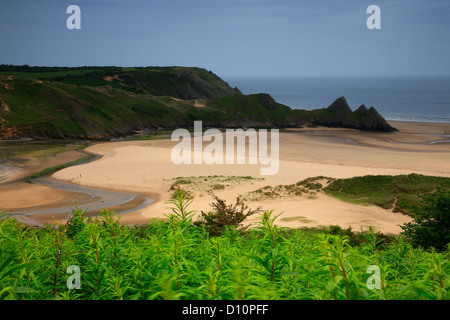 Drei Klippen Bucht Gower Halbinsel Swansea Wales Stockfoto