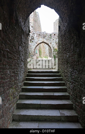Durchgang innen Königin Elizabeth Tor, Mont Hochmuts Burg, Gorey, Jersey, Kanalinseln, Großbritannien Stockfoto