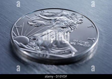 US-Münze 2012 Liberty American Silver Eagle Bullion BU Münze 1 $ 1 Dollar Stockfoto