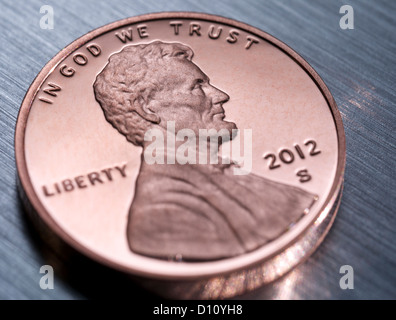 Detail der einen US-Cent Stockfoto