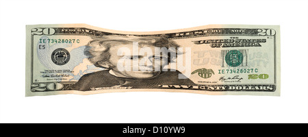 Fallenden Bild von 20 US-Dollar-Noten Stockfoto