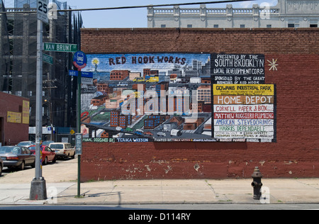 Red Hook, Brooklyn Straße Wandbild. Stockfoto