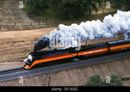 1990ER JAHRE LUFTBILD DES SÜDLICHEN PAZIFIK VINTAGE DAMPFMASCHINE 4449 SACRAMENTO SCHIENE FAIR 1991 REDDING KALIFORNIEN USA Stockfoto