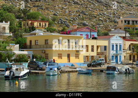 Pedi Dorf, Insel Symi, Dodekanes Insel Gruppe, Griechenland Stockfoto