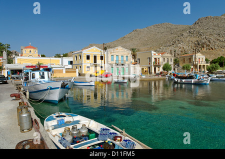 Pedi Dorf, Insel Symi, Dodekanes Insel Gruppe, Griechenland Stockfoto