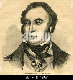 1854-Gravur, Vice-Admiral Sir Charles Napier. Stockfoto