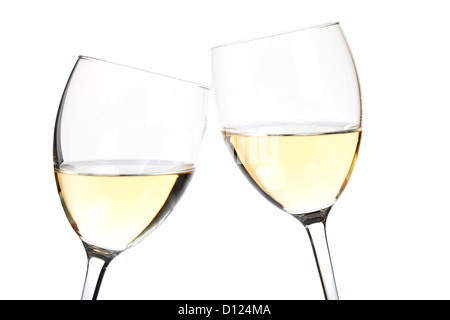Sammlung - Weißwein in Gläsern Wein. Isoliert auf weißem Hintergrund Stockfoto