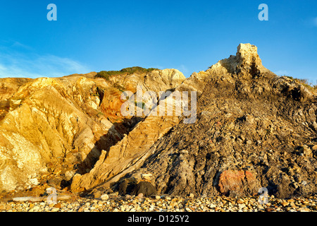 Clay Klippen und Felsformationen, Gay Head, Aquinnah, Martha's Vineyard, Massachusetts, USA. Stockfoto