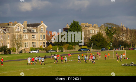 Fußballspiele, Universität und Schule sport, The Downs, Bristol, England, UK Stockfoto