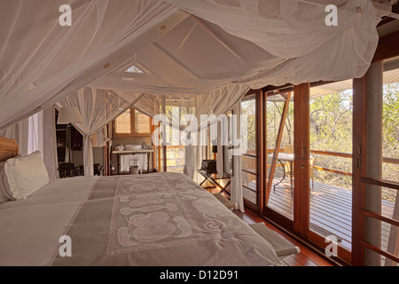 Luxus Zelt Unterkunft bei Mushara Bush Camp, Mushara Lodge, Etosha, Oshikoto Region, Namibia, Afrika Stockfoto