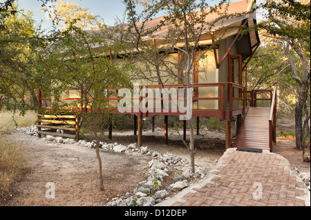 Luxus Zelt Unterkunft bei Mushara Outpost, Mushara Lodge, Etosha, Oshikoto Region, Namibia, Afrika Stockfoto