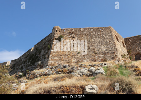 Die Mauern der Fortezza (Festung) in der Altstadt von Rethymno, Kreta, Griechenland. Stockfoto