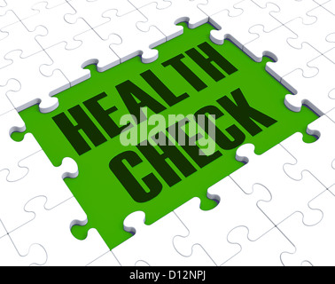 Health Check Puzzle zeigt Gesundheits- und Fitness Stockfoto
