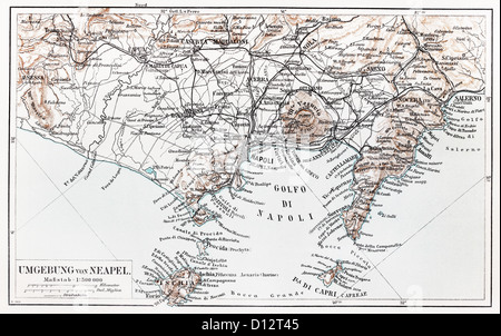 Vintage Karte von Naples Umgebung am Ende des 19. Jahrhunderts Stockfoto