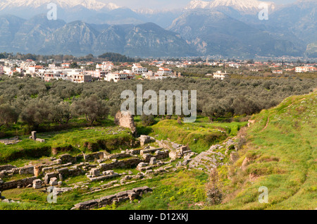 Antiken Theater und der modernen Stadt Sparta in Griechenland Stockfoto